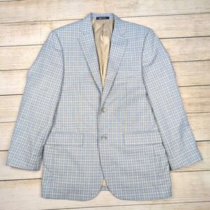 Alan Flusser Mens 38R Blue‎ Plaid Two Button Blazer Sport Coat